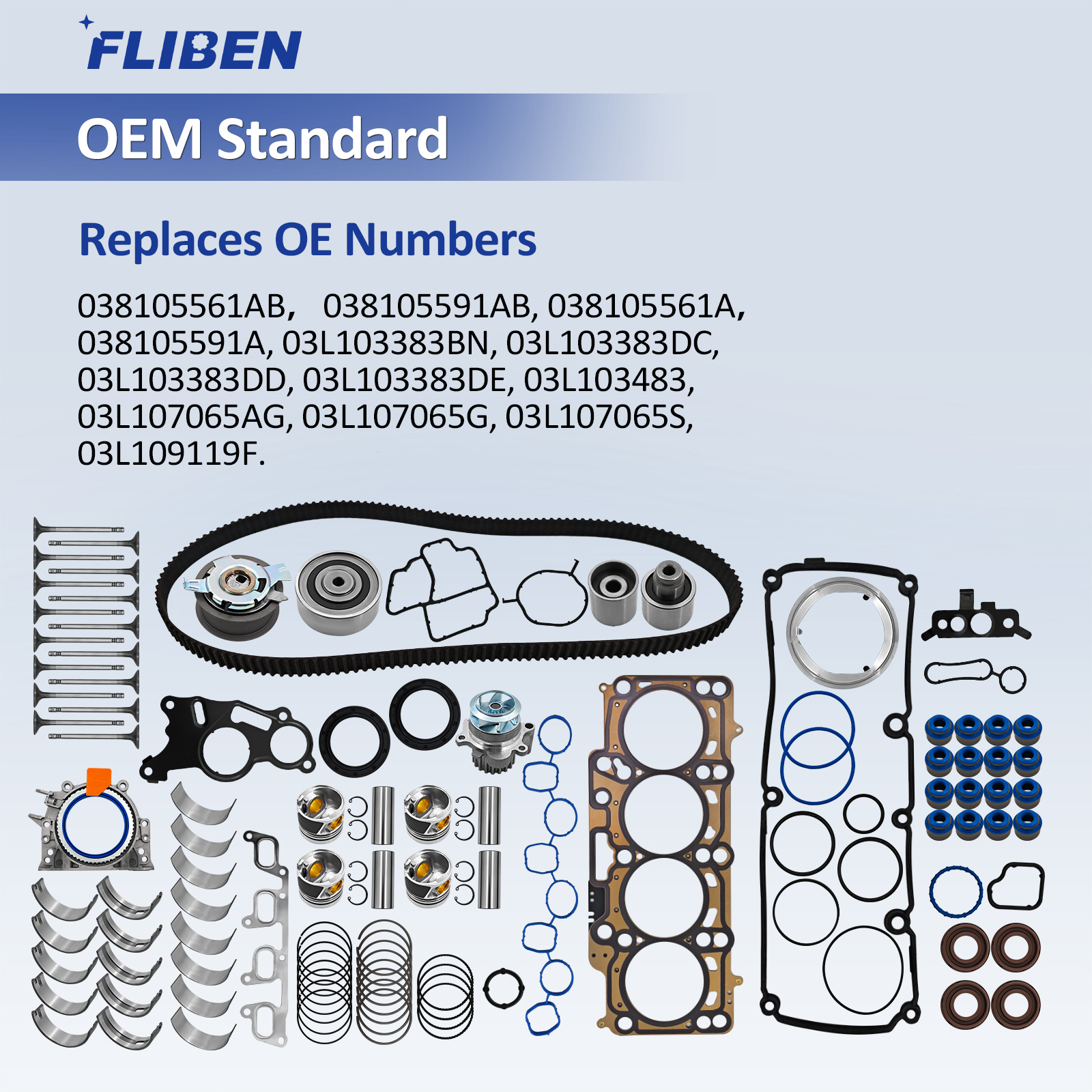 2.0TDI Engine Rebuild Gaskets Piston Bearing Timing Kit for For VW Amarok Jetta Audi A4 A5 A6 Q5 2.0