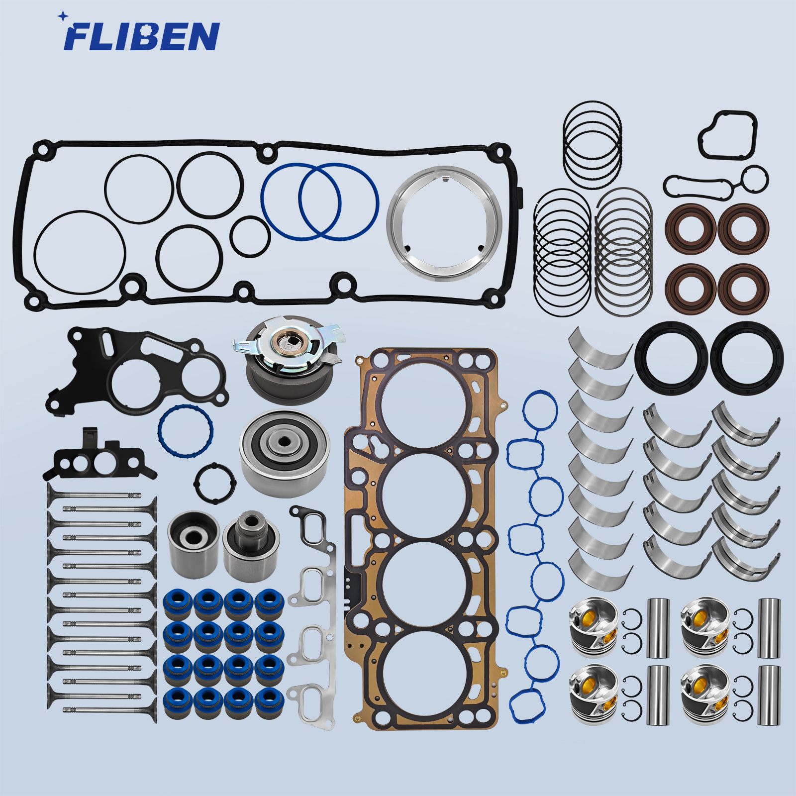 2.0TDI Engine Rebuild Gaskets Piston Bearing Timing Kit for For VW Amarok Jetta Audi A4 A5 A6 Q5 2.0