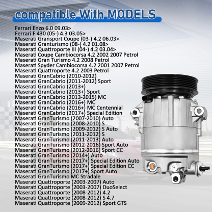 AC Compressor Pump For Maserati Quattroporte GranTurismo
