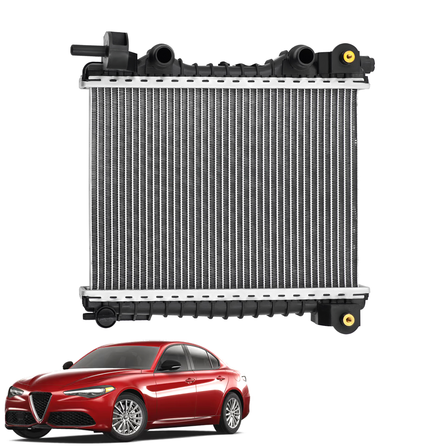 Right Radiator with Oil Cooler For Alfa Romeo Giulia Stelvio 2017-2024 2.0L 2.9L #50540153