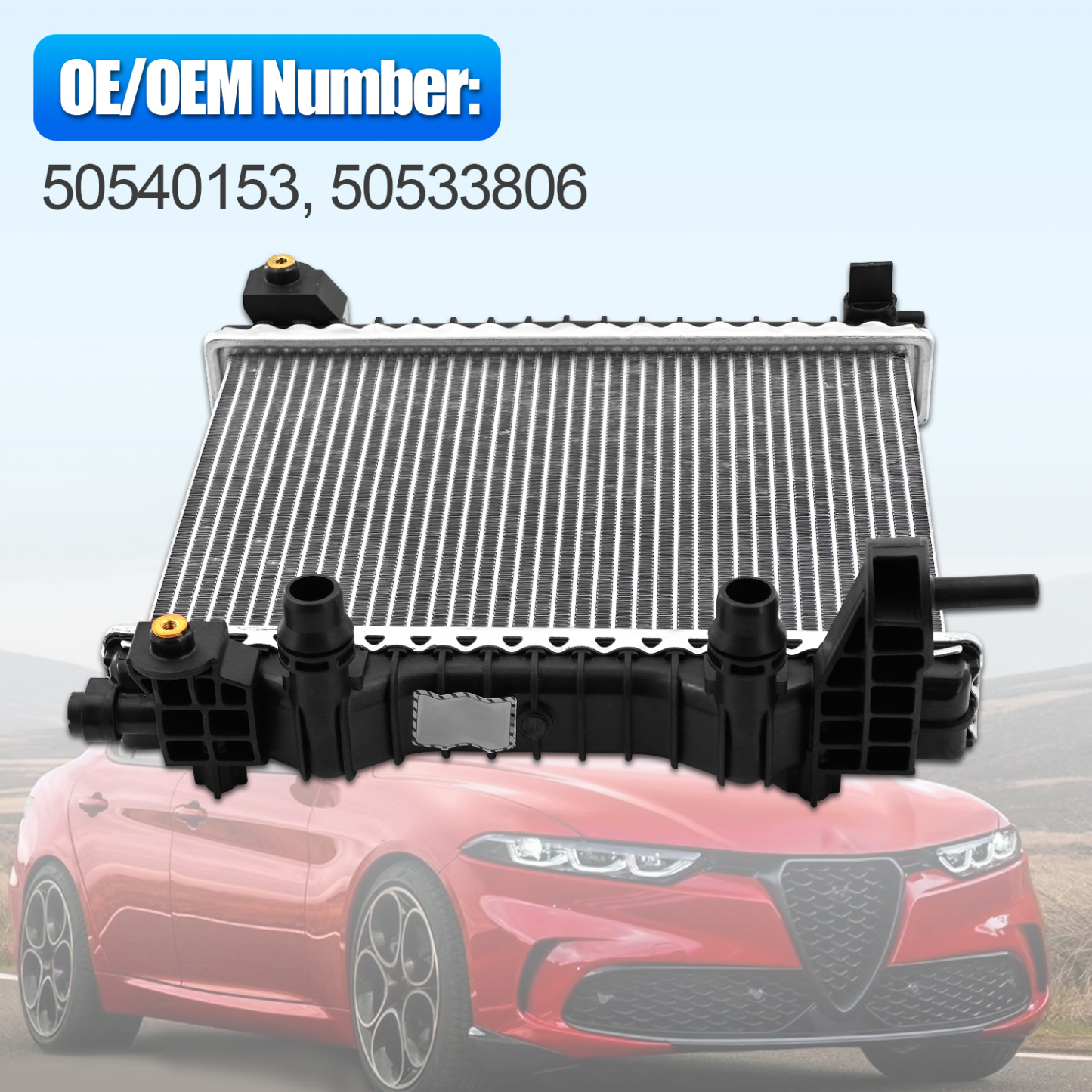 Right Radiator with Oil Cooler For Alfa Romeo Giulia Stelvio 2017-2024 2.0L 2.9L #50540153