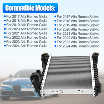 Right Radiator with Oil Cooler For Alfa Romeo Giulia Stelvio 2017-2024 2.0L 2.9L #50540153