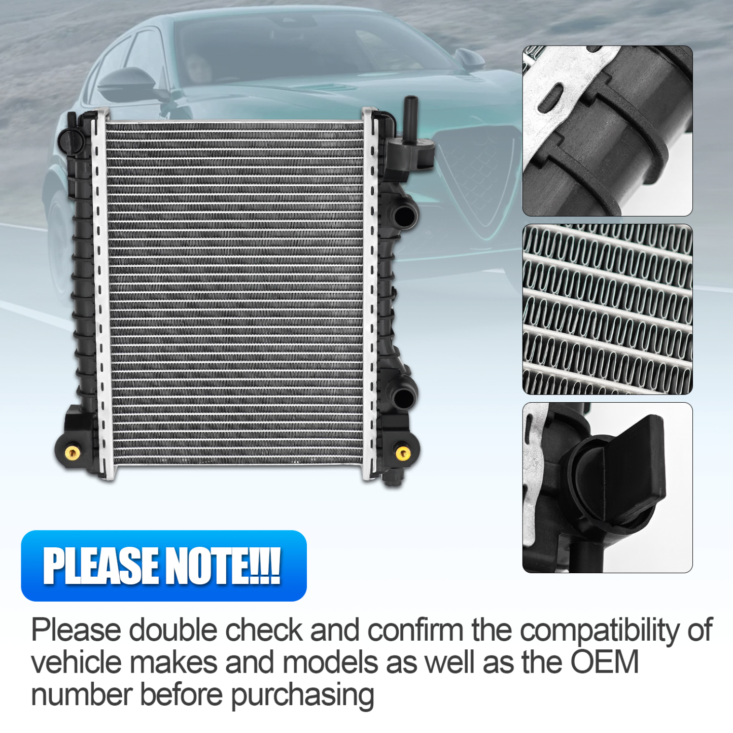 Right Radiator with Oil Cooler For Alfa Romeo Giulia Stelvio 2017-2024 2.0L 2.9L #50540153
