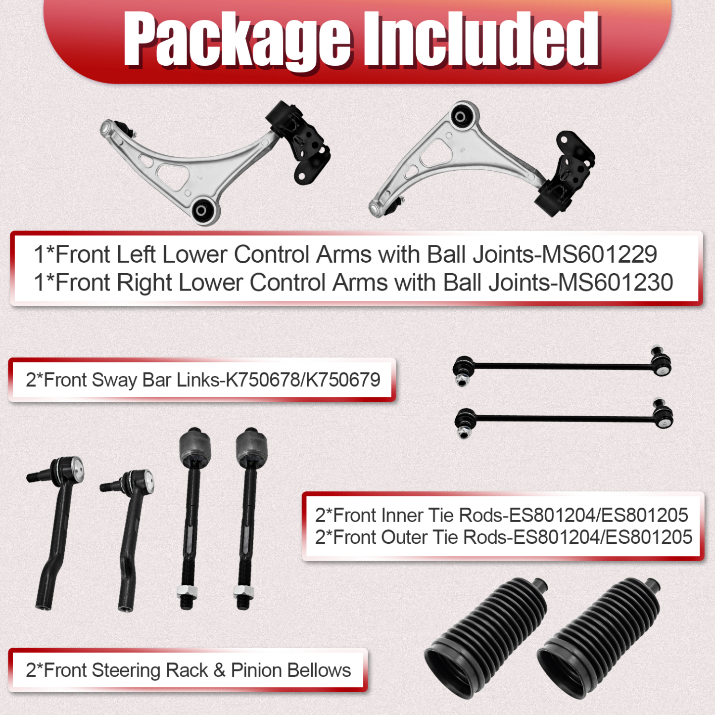 10PCS Front Lower Control Arms Kit for Acura MDX 2014-2021 Honda Pilot 2015-2021 #MS601230