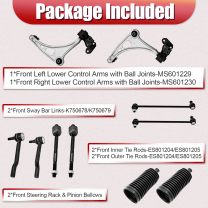 10PCS Front Lower Control Arms Kit for Acura MDX 2014-2021 Honda Pilot 2015-2021 #MS601230