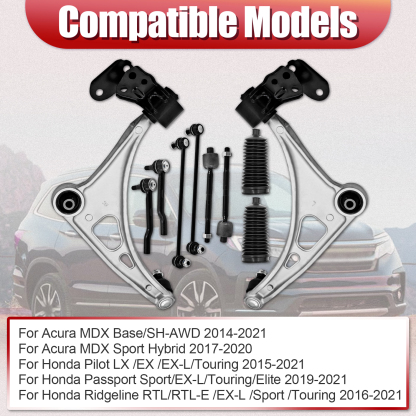 10PCS Front Lower Control Arms Kit for Acura MDX 2014-2021 Honda Pilot 2015-2021 #MS601230