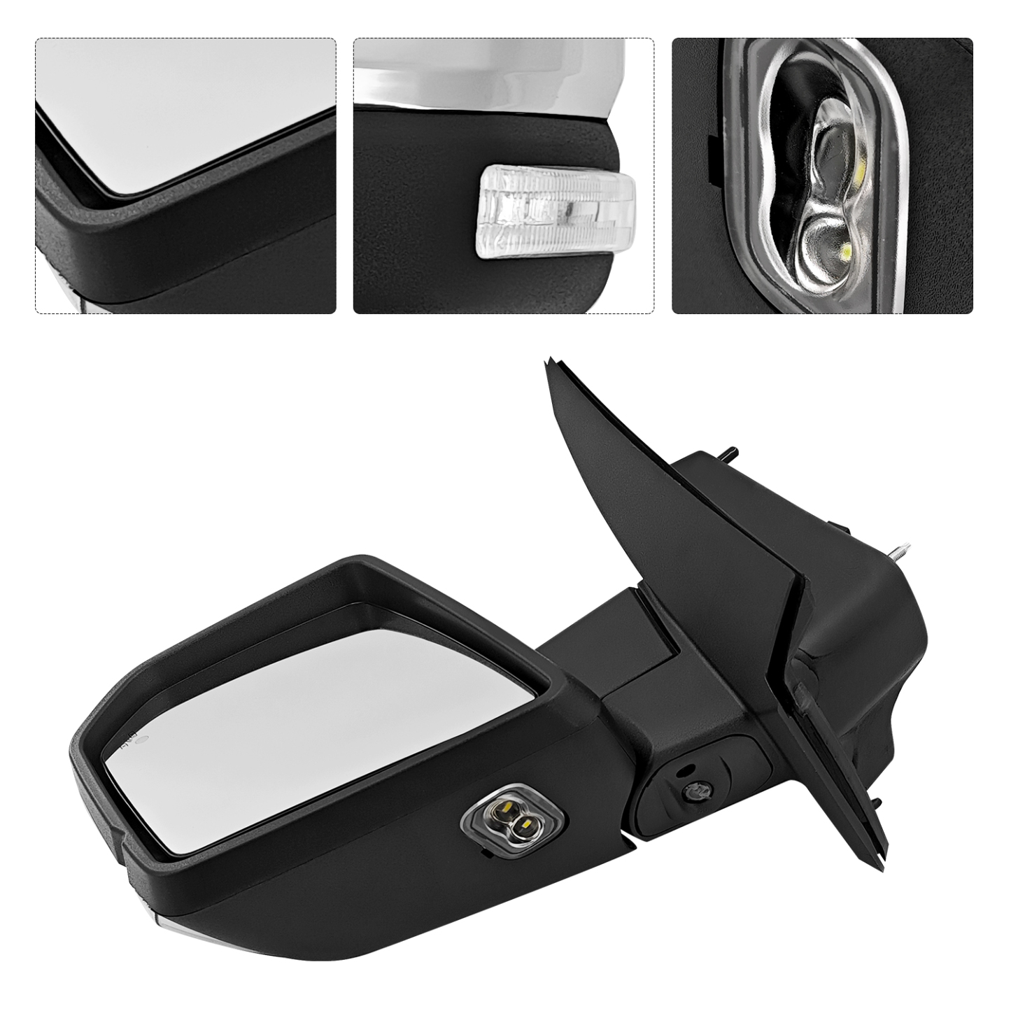 Left Side Power Mirror 16+4 Pin Chrome w/Memory for 2015-2018 Ford F-150 Heated/Folding/Turn Signal/Ground Light/Width Light/Blind Spot/Camera