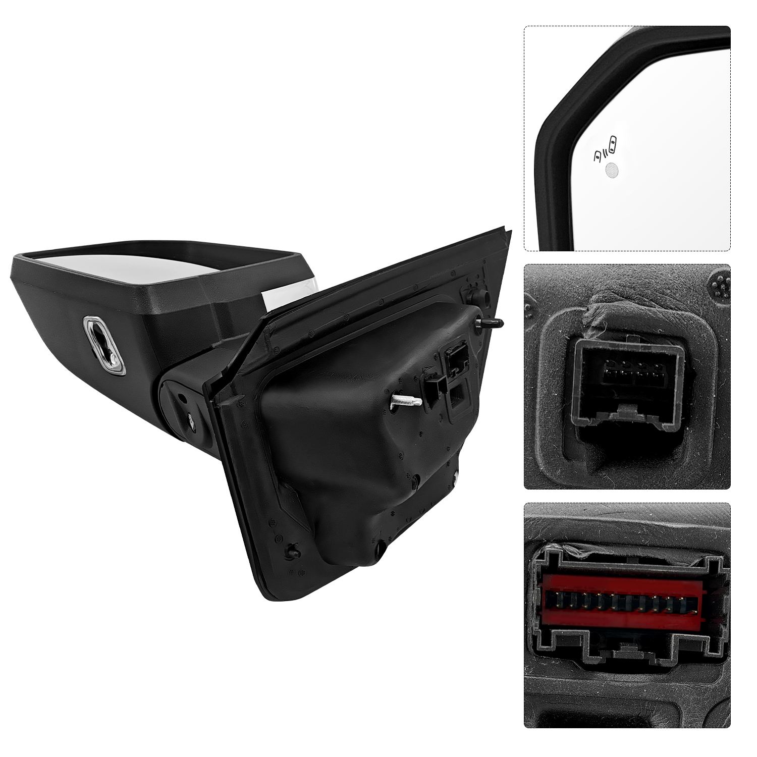 Left Side Power Mirror 16+4 Pin Chrome w/Memory for 2015-2018 Ford F-150 Heated/Folding/Turn Signal/Ground Light/Width Light/Blind Spot/Camera