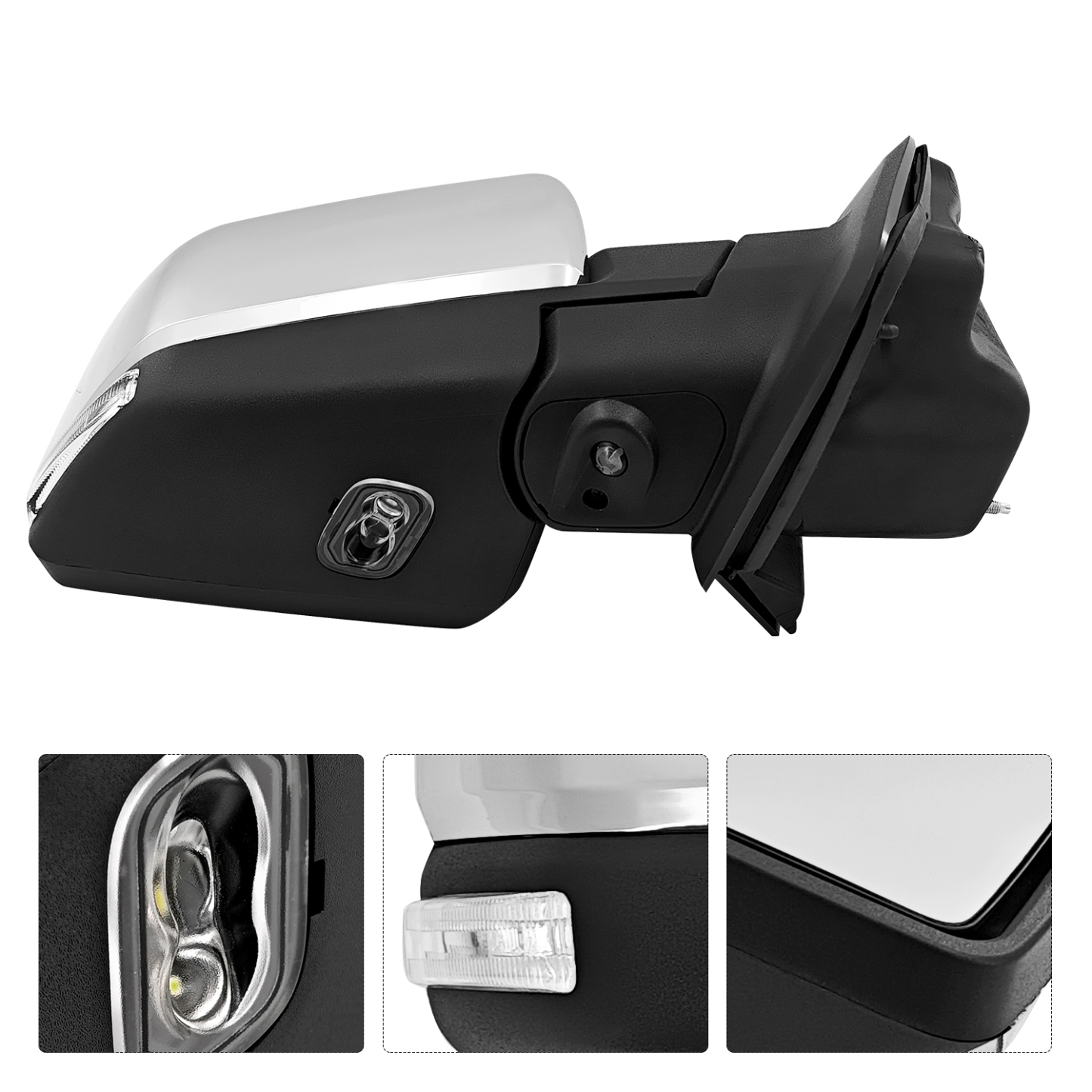 Right Side Power Mirror 16+4 Pin Chrome w/Memory for 2015-2018 Ford F-150 Heated/Folding/Turn Signal/Ground Light/Width Light/Blind Spot/Camera