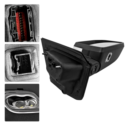 Right Side Power Mirror 16+4 Pin Chrome w/Memory for 2015-2018 Ford F-150 Heated/Folding/Turn Signal/Ground Light/Width Light/Blind Spot/Camera