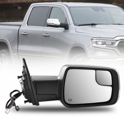 14 Pins Right Passenger Side Mirror for Ram 1500 2019-2024 | Heated Glass | Turn Signal Light | Puddle Light | Blind Spot Glass | Temp Sensor | Power Folding