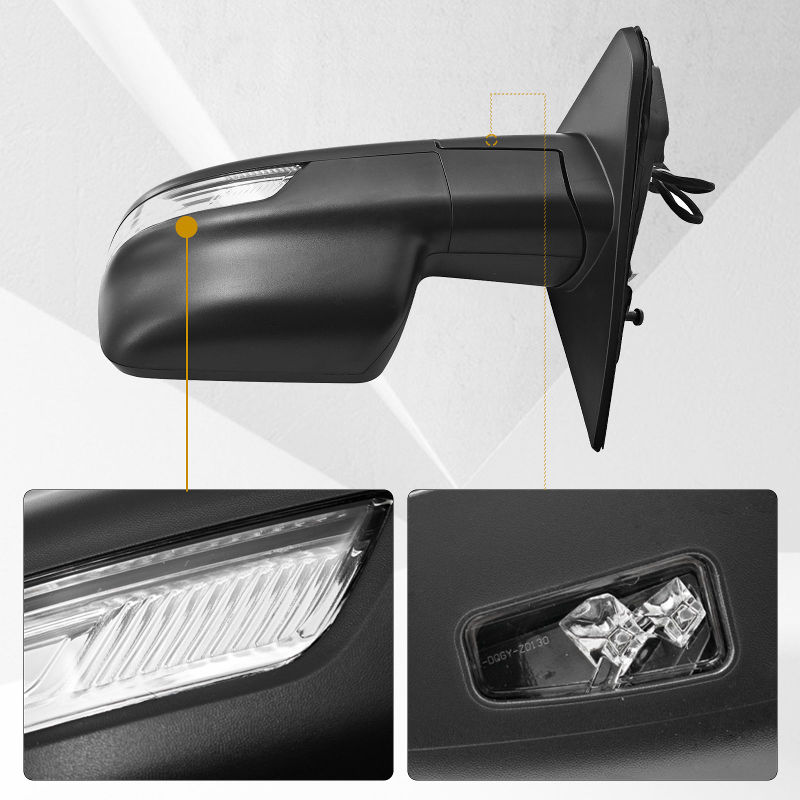 14 Pins Left Driver Side Mirror for Ram 1500 2019-2024 | Heated Glass | Turn Signal Light | Puddle Light | Blind Spot Glass | Temp Sensor | Power Folding