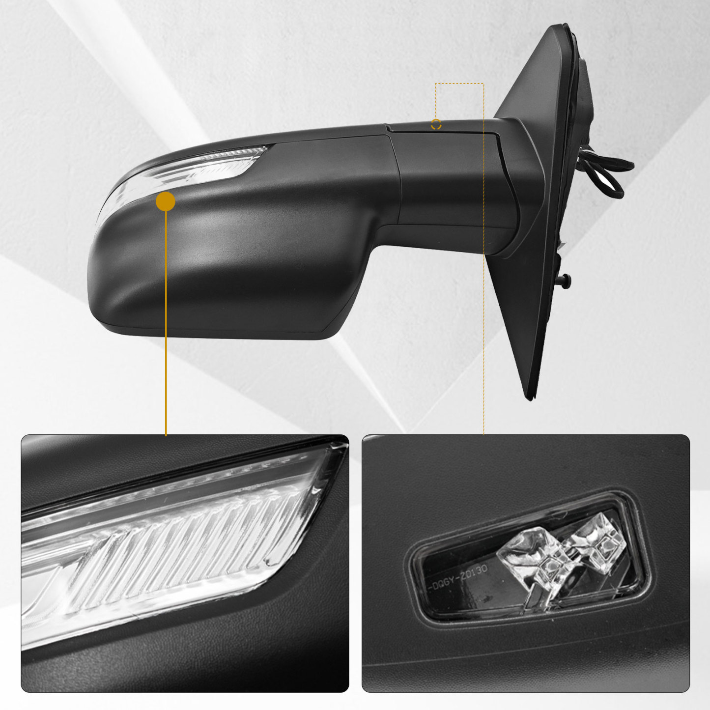 14 Pins Left Driver Side Mirror for Ram 1500 2019-2024 | Heated Glass | Turn Signal Light | Puddle Light | Blind Spot Glass | Temp Sensor | Power Folding