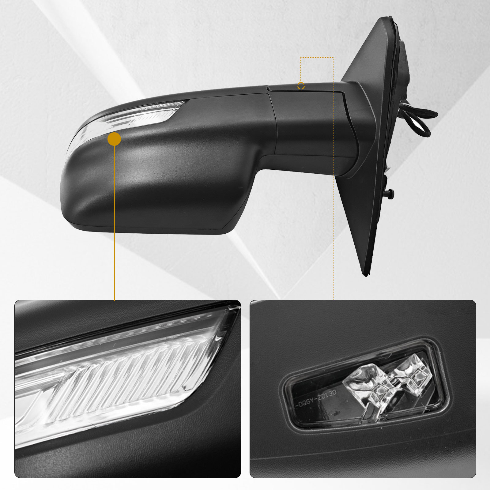 14 Pins Left Driver Side Mirror for Ram 1500 2019-2024 | Heated Glass | Turn Signal Light | Puddle Light | Blind Spot Glass | Temp Sensor | Power Folding