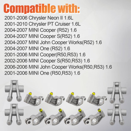Rocker Arms Kit Fits for Mini R50 R52 R53 Chrysler PT Cruiser Neon II 1.6L 2001-2010