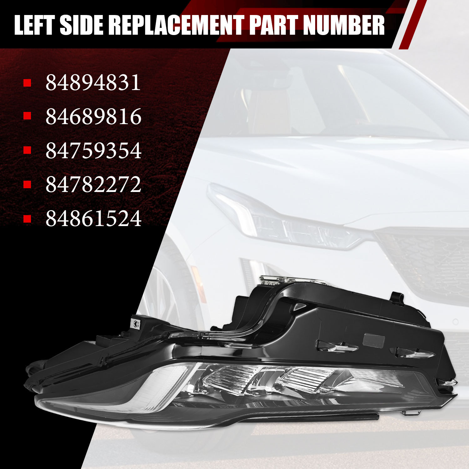 LED Headlight Assembly w/Bulbs for 2020-2024 Cadillac CT5 Chrome Housing -Left Driver Side 