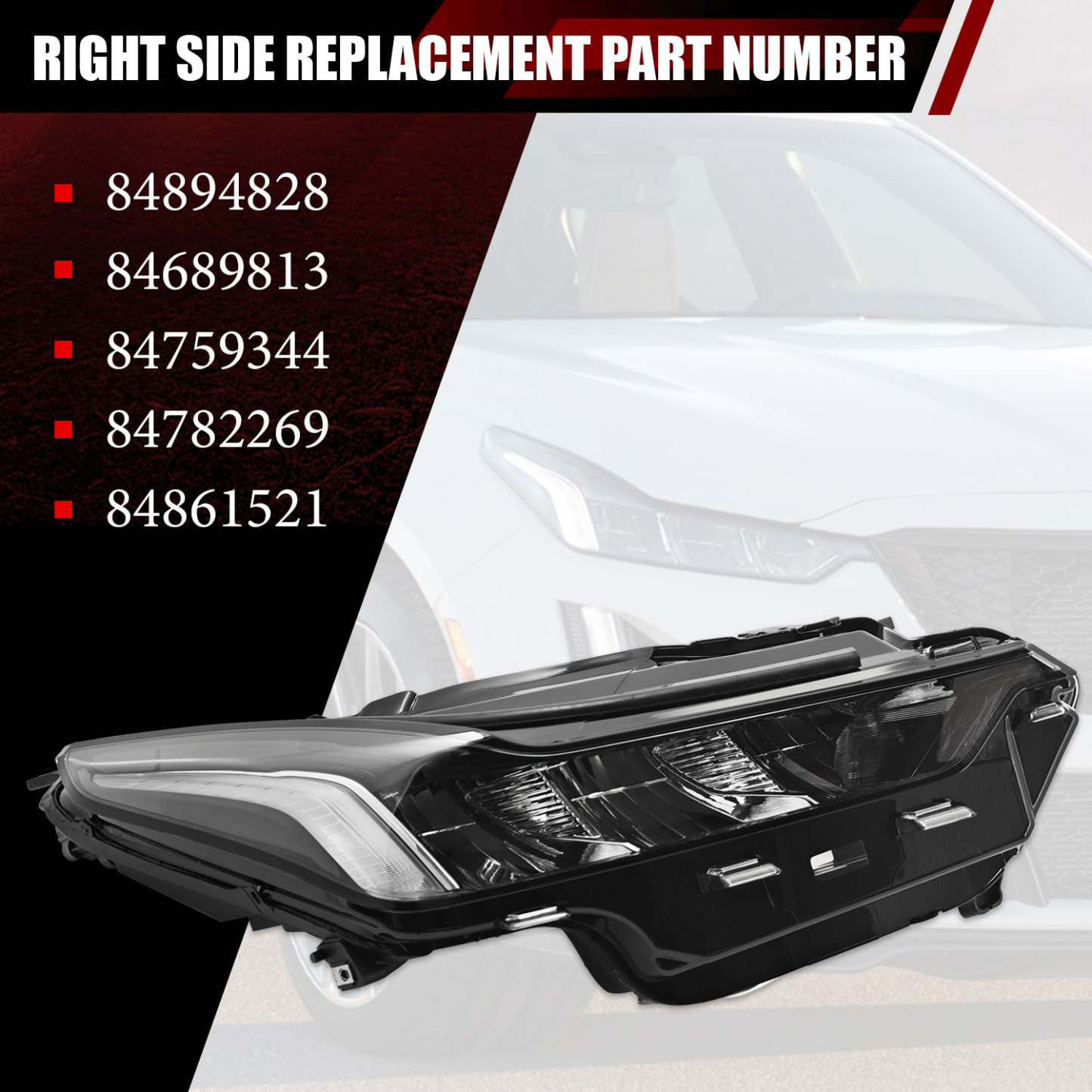 LED Headlight Assembly w/Bulbs for 2020-2024 Cadillac CT5 Chrome Housing - Right Passenger Side 