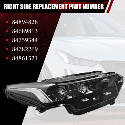 LED Headlight Assembly w/Bulbs for 2020-2024 Cadillac CT5 Chrome Housing - Right Passenger Side 