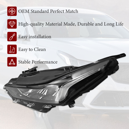 LED Headlight Assembly w/Bulbs for 2020-2024 Cadillac CT5 Chrome Housing -Left Driver Side 