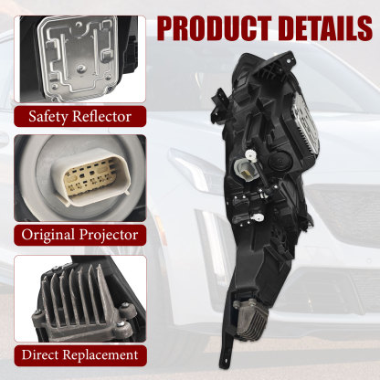 LED Headlight Assembly w/Bulbs for 2020-2024 Cadillac CT5 Chrome Housing -Left Driver Side 