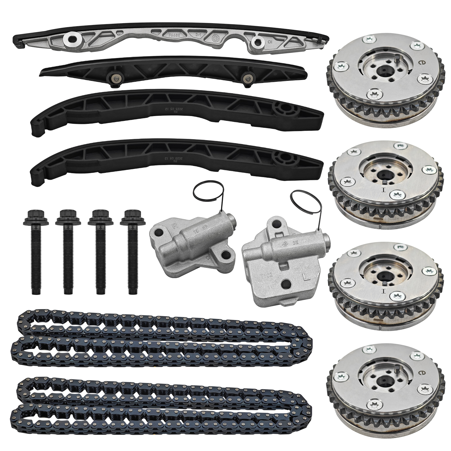 Engine Timing Chain Kit with Chains Guides Tensioners Phasers for Ford F-150 2015-2019; For Fusion Sport 2017-2019