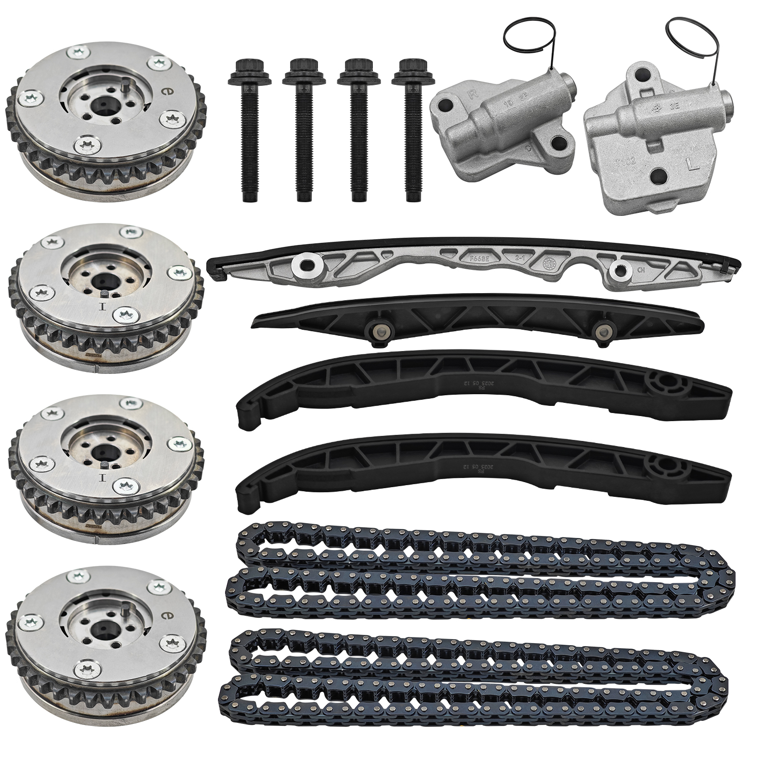 Engine Timing Chain Kit with Chains Guides Tensioners Phasers for Ford F-150 2015-2019; For Fusion Sport 2017-2019