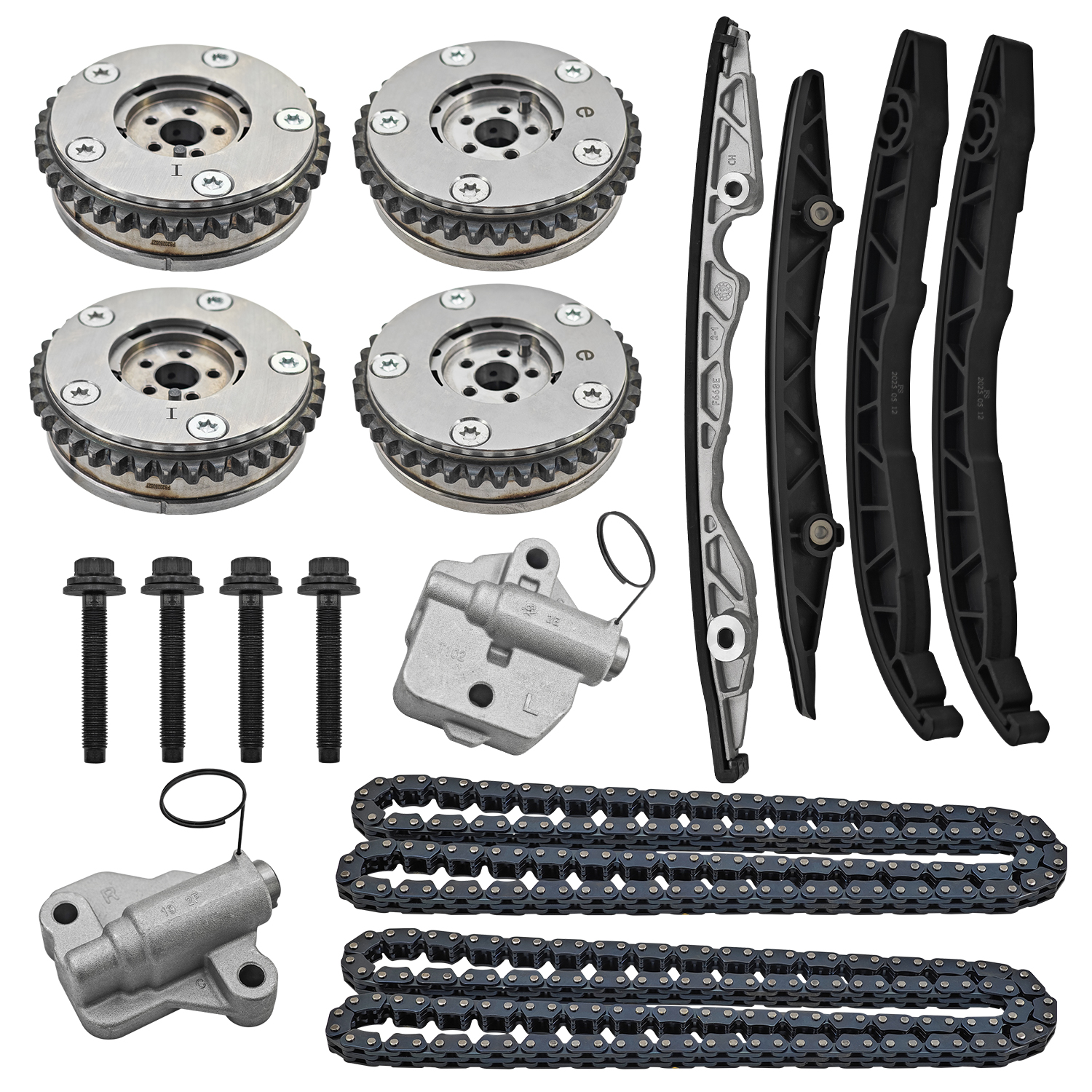 Engine Timing Chain Kit with Chains Guides Tensioners Phasers for Ford F-150 2015-2019; For Fusion Sport 2017-2019