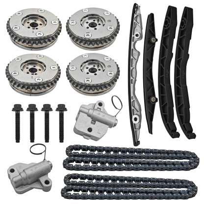 Engine Timing Chain Kit with Chains Guides Tensioners Phasers for Ford F-150 2015-2019; For Fusion Sport 2017-2019