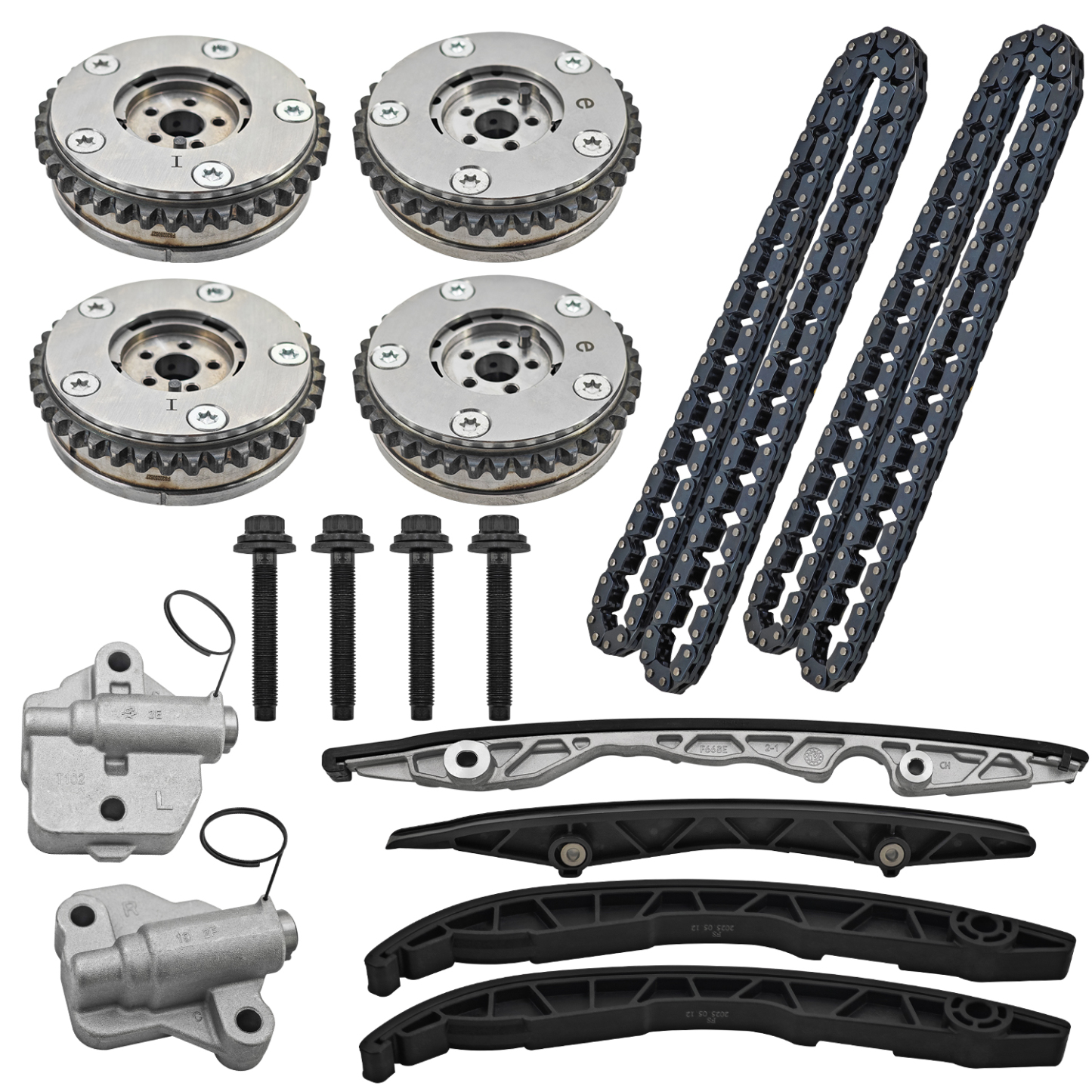 Engine Timing Chain Kit with Chains Guides Tensioners Phasers for Ford F-150 2015-2019; For Fusion Sport 2017-2019