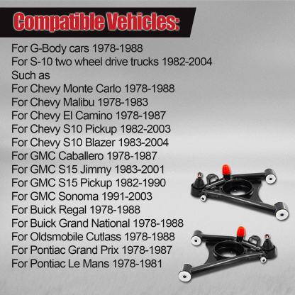 Lower Tubular Control Arms Kit Compatible with GMC G-Body 1978-1988 For S10 2WD 1982-2004