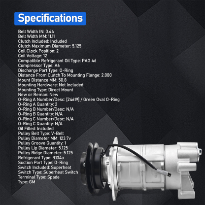 A/C Compressor for Ford/Cadillac/GMC/Oldsmobile/Chevy/Pontiac/Mercedes/Lincoln/Jaguar/Audi/Buick 1962-1990