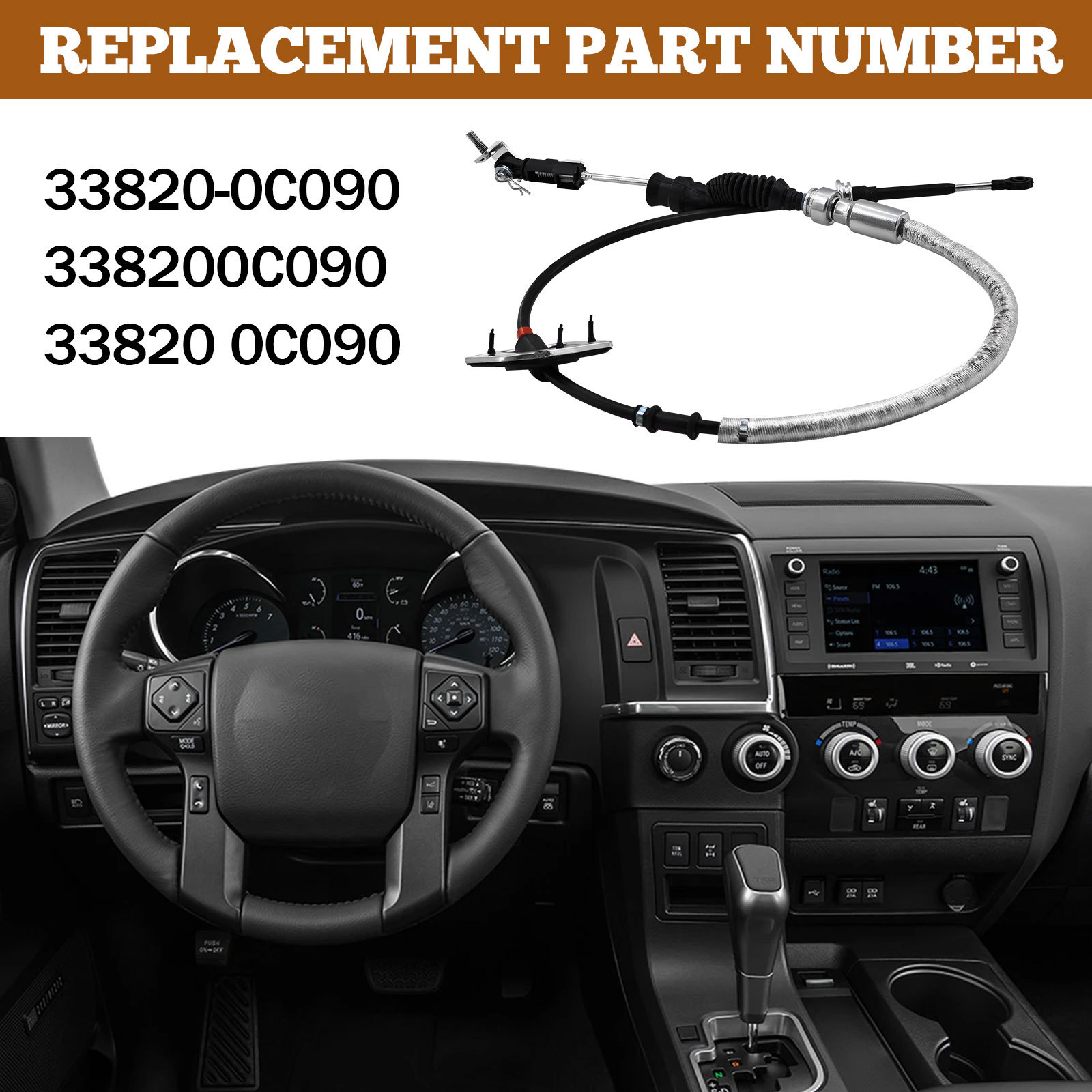 Automatic Transmission Shift Control Cable Compatible with Toyota Sequoia Tundra 5.7L 2007-2022