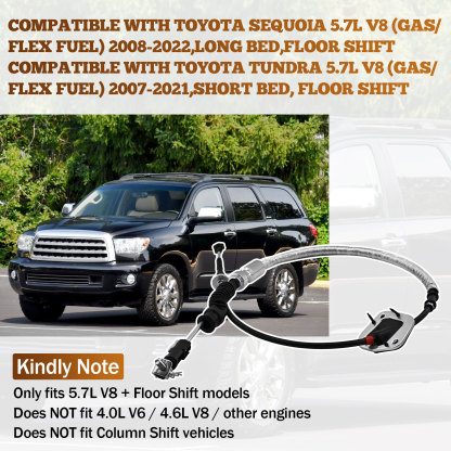 Automatic Transmission Shift Control Cable Compatible with Toyota Sequoia Tundra 5.7L 2007-2022