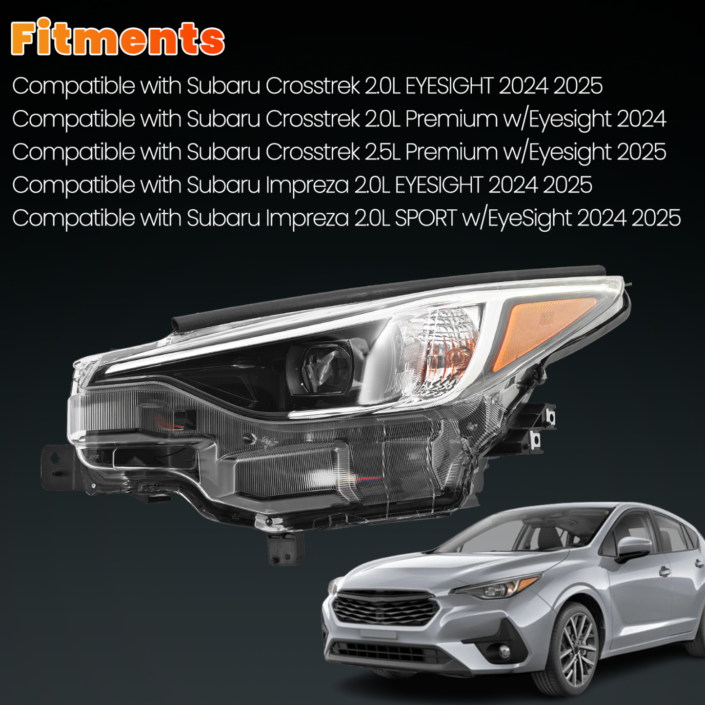 LED Headlight for Subaru Crosstrek Impreza 2.0L 2.5L 2024-2025 w/AFS - Left Driver Side 