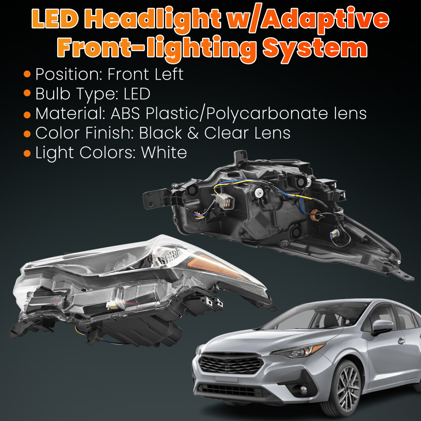 LED Headlight for Subaru Crosstrek Impreza 2.0L 2.5L 2024-2025 w/AFS - Left Driver Side 