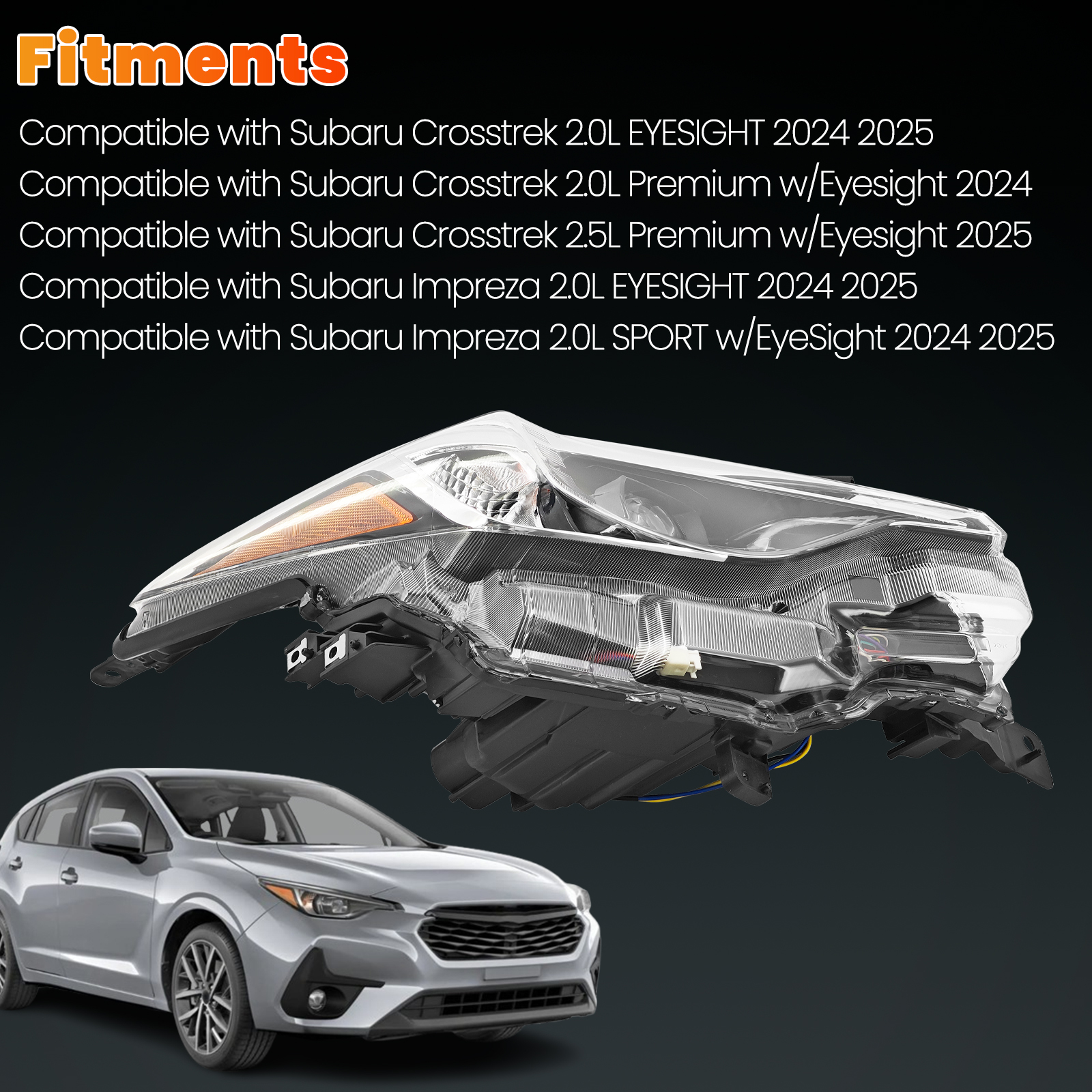 LED Headlight for Subaru Crosstrek Impreza 2.0L 2.5L 2024-2025 w/AFS - Right Passenger Side