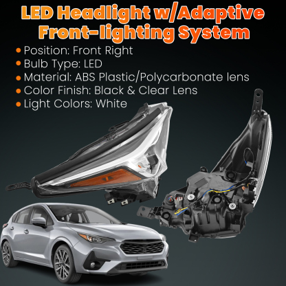 LED Headlight for Subaru Crosstrek Impreza 2.0L 2.5L 2024-2025 w/AFS - Right Passenger Side