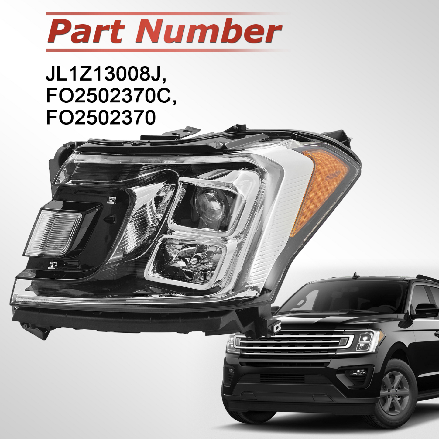 Halogen Headlight for Ford Expedition Max XL XL Limited - Left Driver Side With Bulbs 2018-2021