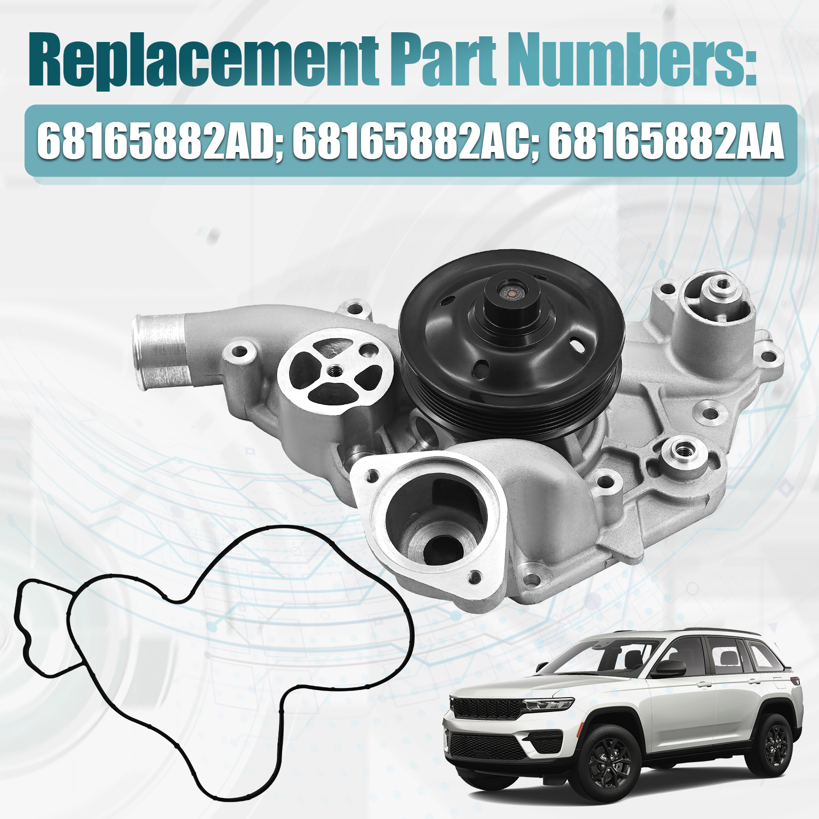 Water Pump Fit for Dodge Charger Challenger 2015-2023 for Ram 1500 2021-2024 for Jeep Grand Cherokee 2018-2021