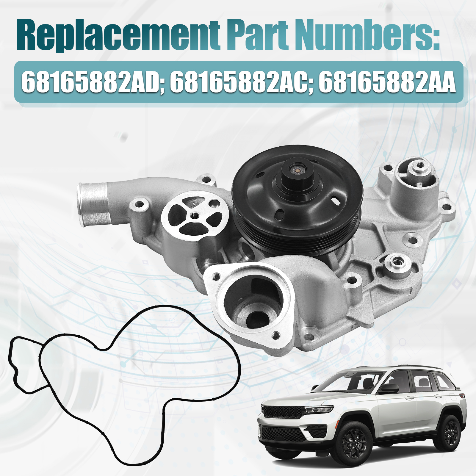 Water Pump Fit for Dodge Charger Challenger 2015-2023 for Ram 1500 2021-2024 for Jeep Grand Cherokee 2018-2021
