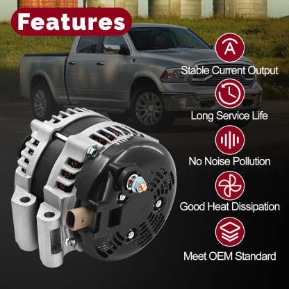 12V 230A Alternator for Ram 1500 3.0L 2014-2018, 1500 Classic 3.0L 2019, V6 Diesel (Ecodiesel), 6-Groove Pulley Clockwise