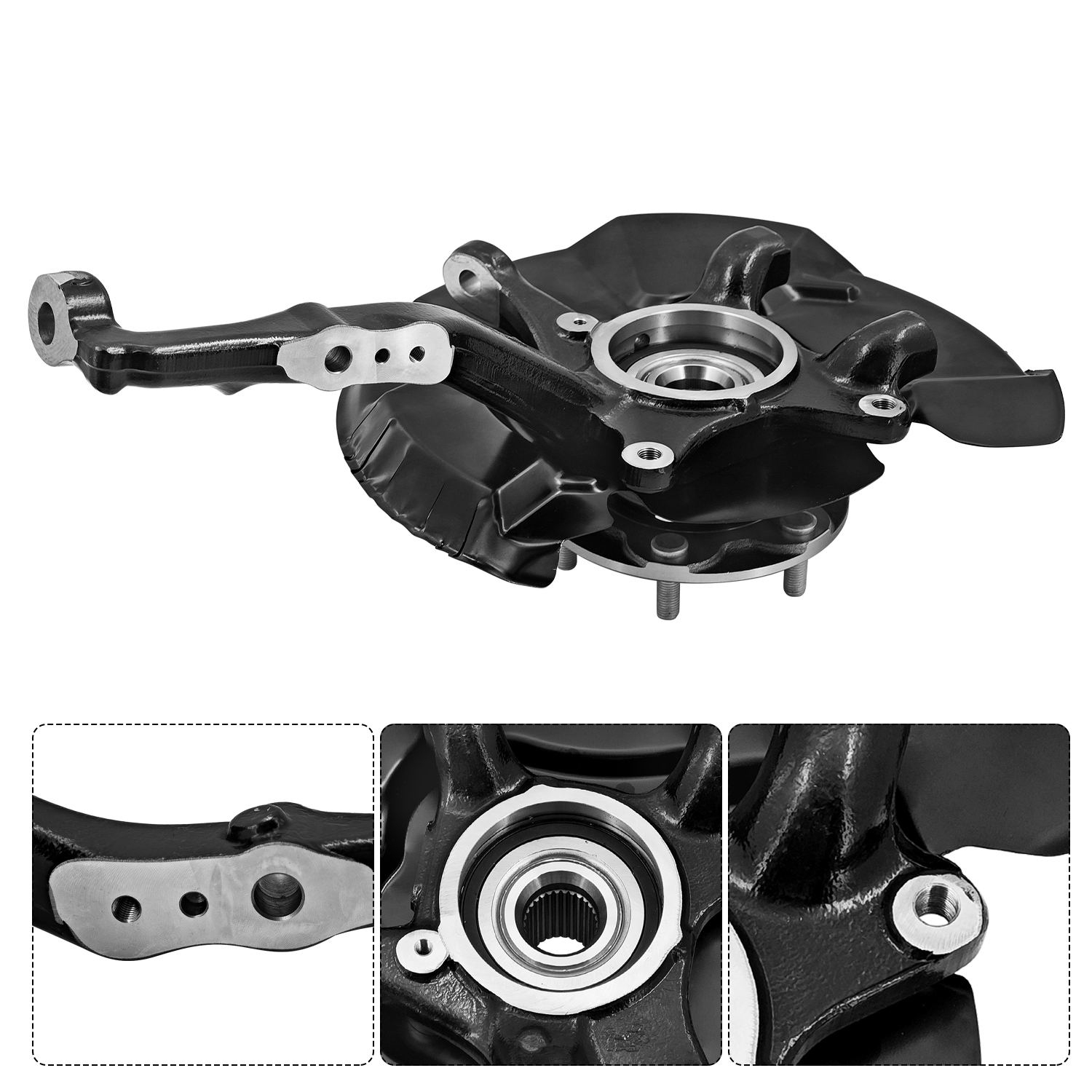 Front Left Steering Knuckle Assembly Fits for Toyota Tacoma 2005-2023 4WD, Driver Side Spindle Knuckle w/Wheel Bearing Hub and ABS Sensor