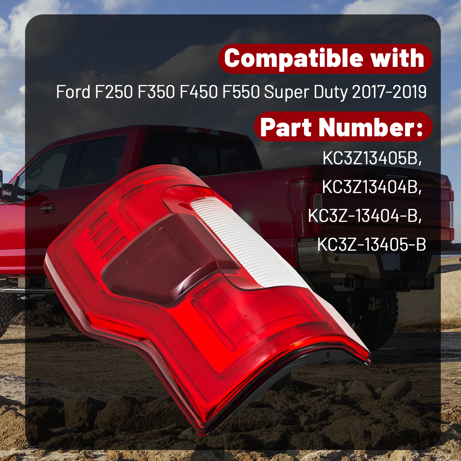 Rear Left LED Duty Right Tail Lights w/Blind Spot Assembly Compatible with Ford F250 F350 F450 F550 Super Duty 2017-2019