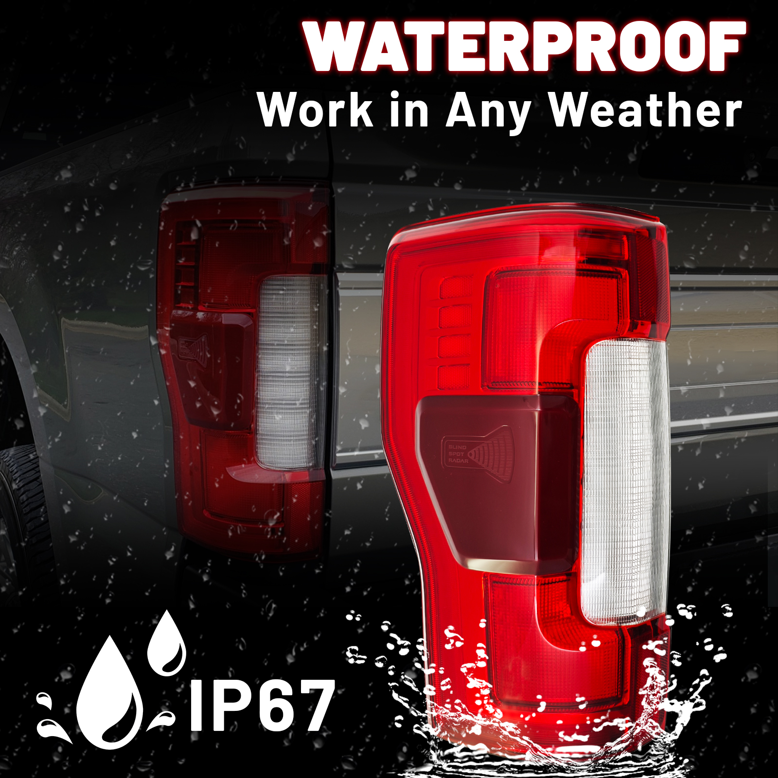 Rear Left LED Duty Right Tail Lights w/Blind Spot Assembly Compatible with Ford F250 F350 F450 F550 Super Duty 2017-2019