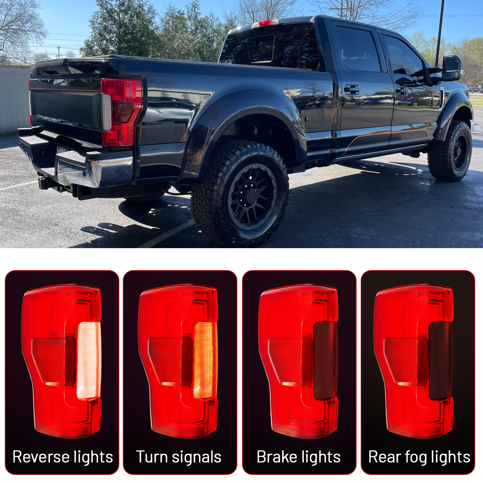 Rear Left LED Duty Right Tail Lights w/Blind Spot Assembly Compatible with Ford F250 F350 F450 F550 Super Duty 2017-2019
