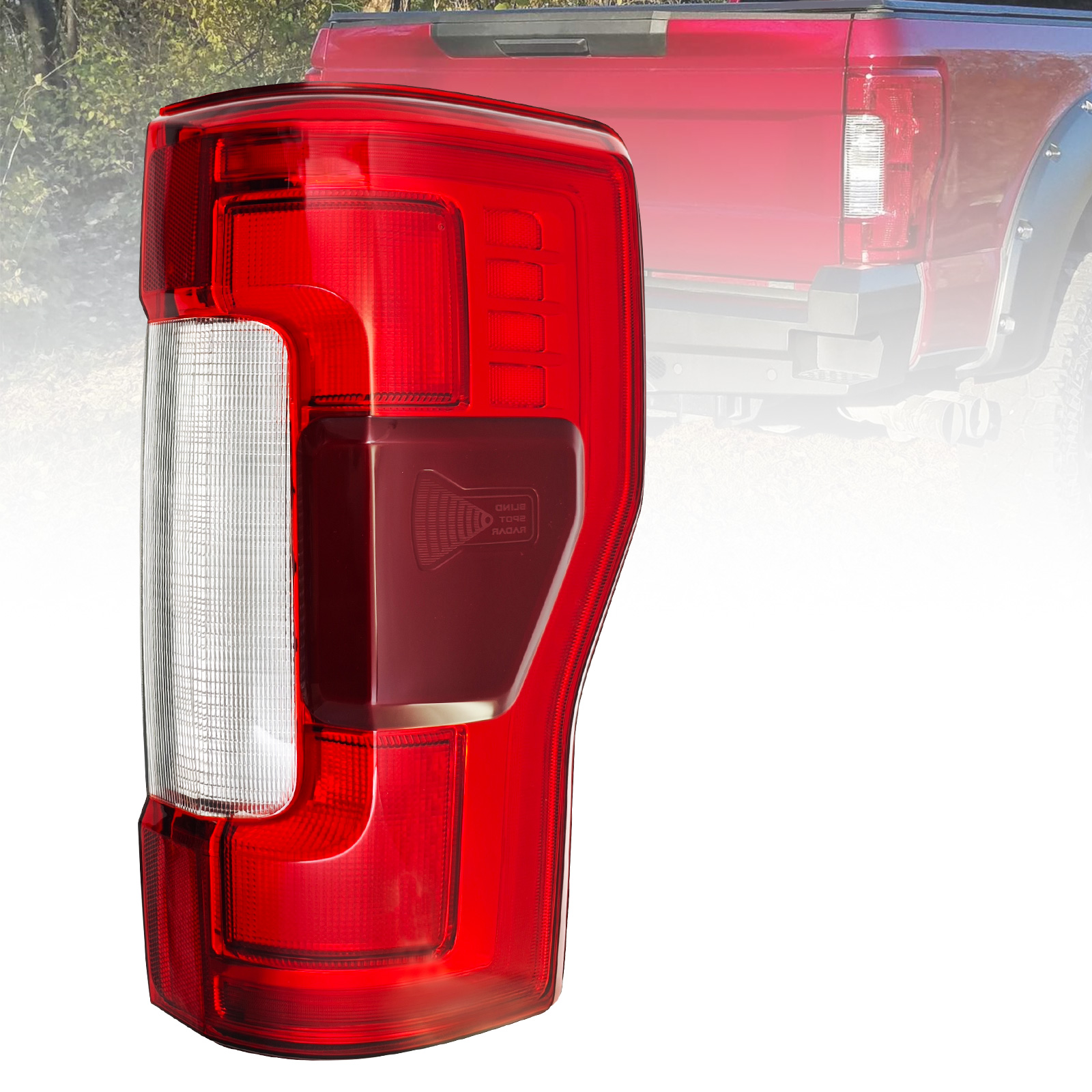 Rear LED Duty Right Tail Lights w/Blind Spot Assembly Compatible with Ford F250 F350 F450 F550 Super Duty 2017-2019 (Right Passenger Side)