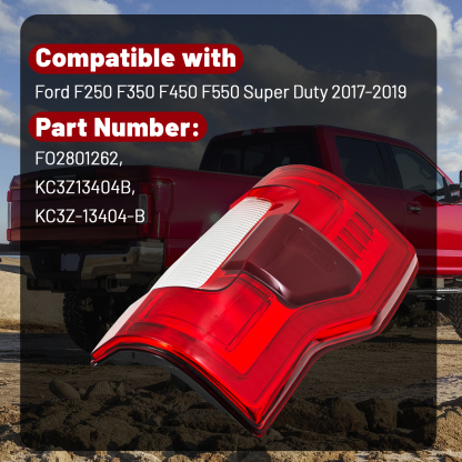 Rear LED Duty Right Tail Lights w/Blind Spot Assembly Compatible with Ford F250 F350 F450 F550 Super Duty 2017-2019 (Right Passenger Side)