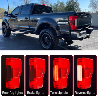 Rear LED Duty Right Tail Lights w/Blind Spot Assembly Compatible with Ford F250 F350 F450 F550 Super Duty 2017-2019 (Right Passenger Side)