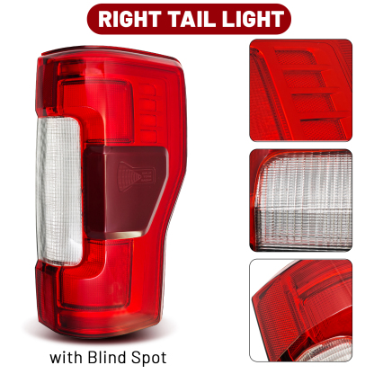 Rear LED Duty Right Tail Lights w/Blind Spot Assembly Compatible with Ford F250 F350 F450 F550 Super Duty 2017-2019 (Right Passenger Side)