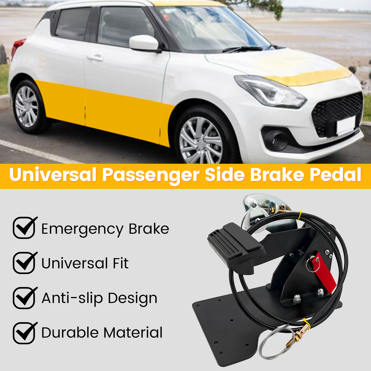 Universal Dual Brake Pedal Passenger Side Control System Right Hand Drive Conversion Kit for Driver Education Training Vehicles